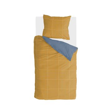 Four-Square dekbedovertrek 140x220cm honing mosterd
