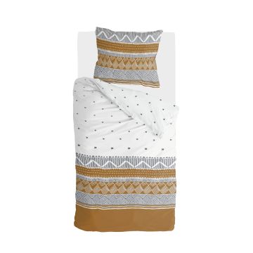 Ikat Dreams dekbedovertrek 140x220cm wit/cognac