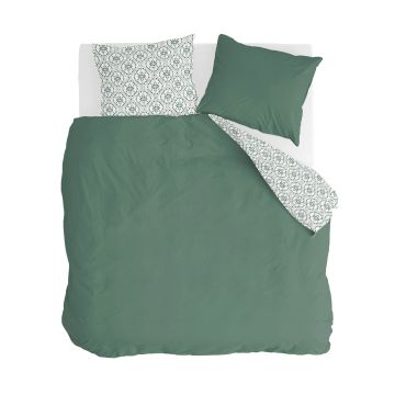 Little Tiles dekbedovertrek 200x200cm groen