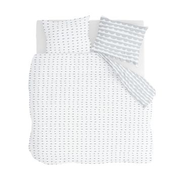 More Dashes dekbedovertrek 200x200cm wit/grijs