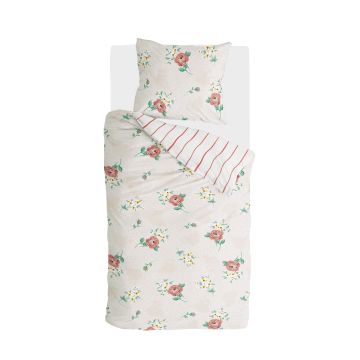 Red Roses dekbedovertrek 135x200cm gebroken wit