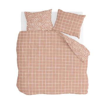 Remade Dots & Squares dekbedovertrek 200x200cm terra