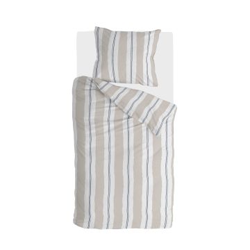 Remade Nautic Stripes dekbedovertrek 135x200cm zandkleur