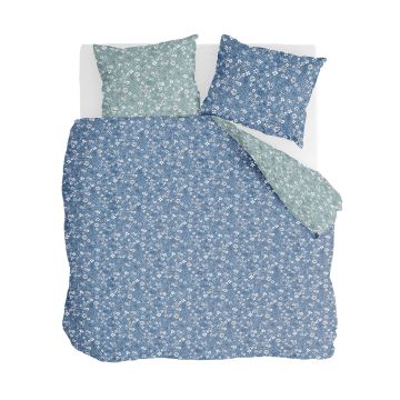 Retro Flowers dekbedovertrek 200x220cm blauw/jade