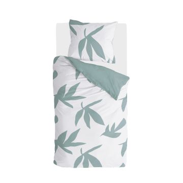 Simple Leaves dekbedovertrek 155x220cm gebroken wit/groen