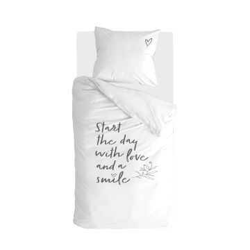 Smile with Love dekbedovertrek 155x220cm wit