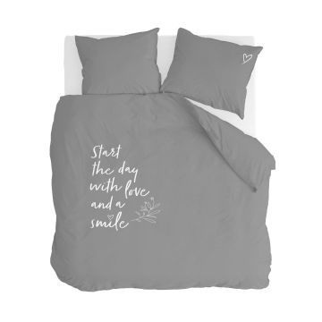 Smile with Love dekbedovertrek 240x220cm donkergrijs