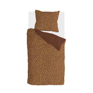 Spots & Dots dekbedovertrek 140x220cm warm bruin
