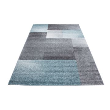 Lucca Blok vloerkleed laagpolig rechthoek 200x290cm blauw