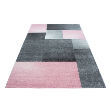 Lucca Blok vloerkleed laagpolig rechthoek 200x290cm roze