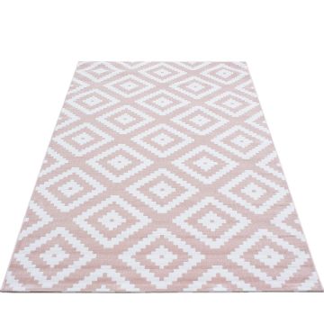 Plus Rhombus vloerkleed laagpolig rechthoek 120x170cm roze