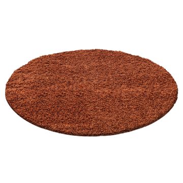 Life Shaggy vloerkleed hoogpolig rond Ø 80cm terra