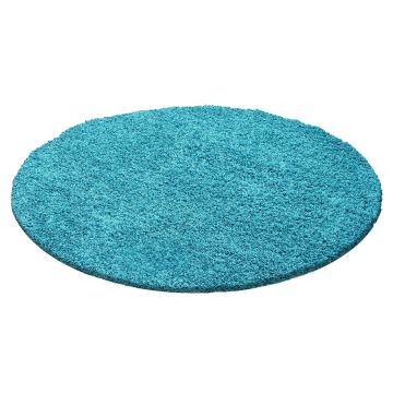 Life Shaggy vloerkleed hoogpolig rond Ø 80cm turquoise