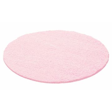 Life Shaggy vloerkleed hoogpolig rond Ø 80cm roze