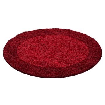 Life Shaggy Schaduw vloerkleed hoogpolig rond Ø 120cm rood