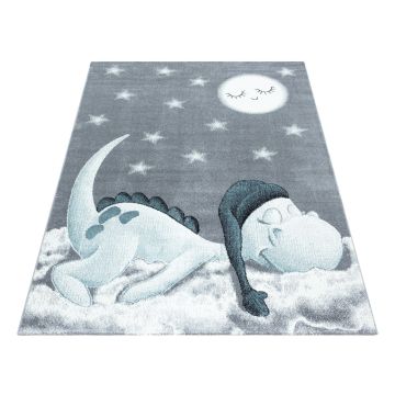 Bambi Slapende kinderkamer vloerkleed laagpolig rechthoek 80x150cm blauw 