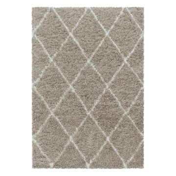 Alvor Shaggy vloerkleed hoogpolig rechthoek 60x110cm beige