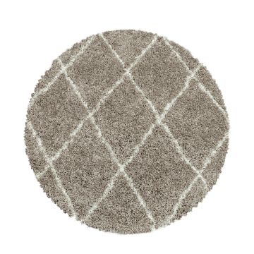 Alvor Shaggy vloerkleed hoogpolig rond Ø 80cm beige