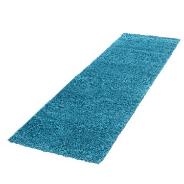 Life Shaggy vloerkleed hoogpolig loper 80x250cm turquoise