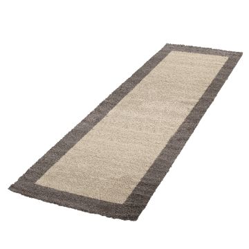 Life Shaggy Schaduw vloerkleed hoogpolig loper 80x250cm taupe