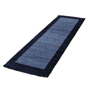 Life Shaggy Schaduw vloerkleed hoogpolig loper 80x250cm navy blauw