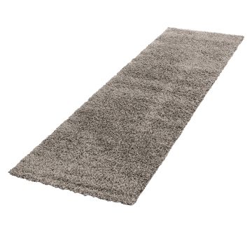 Life Shaggy vloerkleed hoogpolig loper 80x250cm taupe