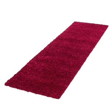 Life Shaggy vloerkleed hoogpolig loper 80x250cm rood