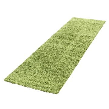 Life Shaggy vloerkleed hoogpolig loper 80x250cm groen