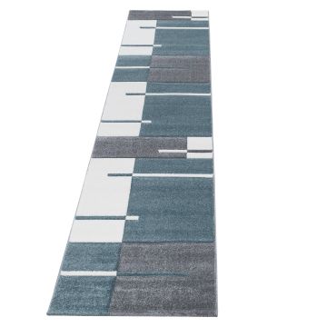 Hawaii Streep vloerkleed laagpolig loper 80x300cm blauw