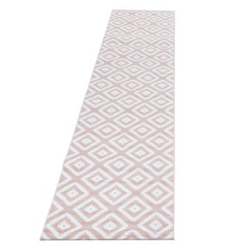 Plus Rhombus vloerkleed laagpolig loper 80x300cm roze