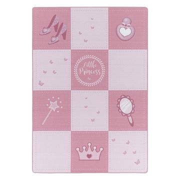 Play Little Princess antislip kinderkamer speelkleed lussenpolig rechthoek 80x120cm roze