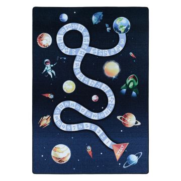 Play Ruimtereis antislip educatief cijfers speelkleed lussenpolig rechthoek 80x120cm navy blauw