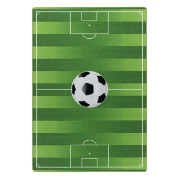 Play Voetbalveld antislip kinderkamer speelkleed lussenpolig rechthoek 80x120cm groen