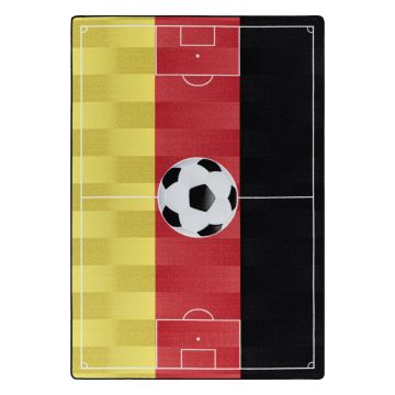 Play Voetbalveld Duitsland antislip kinderkamer speelkleed lussenpolig rechthoek 100x150cm rood