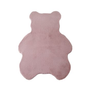 Caty Beer effen kindervloerkleed fluffy hoogpolig 80x100cm roze