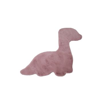 Caty Dino effen kindervloerkleed fluffy hoogpolig 80x100cm roze