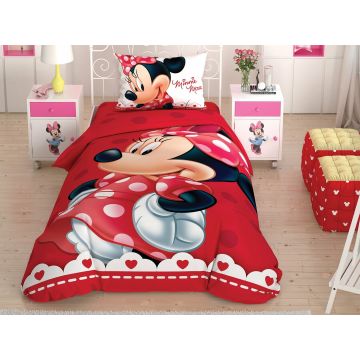 Disney Home - Minnie Mouse Lovely Glitter BRF 1-persoons kinder dekbedovertrekset (gelicentieerd)