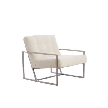 GENEVE fauteuil bouclé (lus) 81x71x70cm crème met nikkel poten