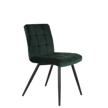 OLIVE eetkamerstoel velvet 50,5x44,5x82cm donker groen met zwart poten