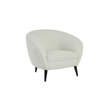 ALMOND fauteuil bouclé (lus) 91x71x77cm crème met houten zwart poten