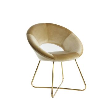 ANTONY fauteuil velvet 72x64x82cm glanzend goud met goud poten