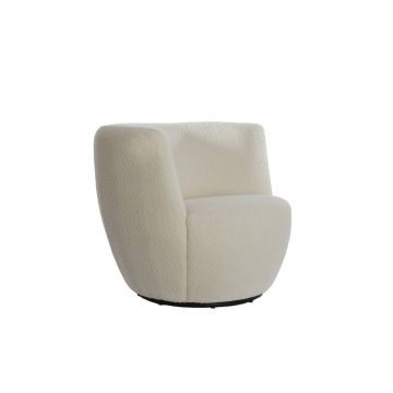 SENJA fauteuil bouclé (lus) 89x85x74cm wit met zwart draaivoet