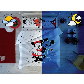 Disney Home - Minnie & Mickey Mouse Glow ranforce 2-persoons dekbedovertrekset 200x220cm (gelicentieerd)