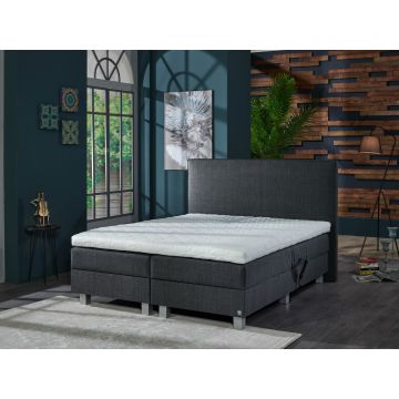 Boston elektrische boxspring 160x200cm antraciet met Hybrid topper