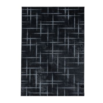 Costa Fisk vloerkleed laagpolig rechthoek 80x150cm zwart