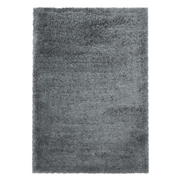 Fluffy Shaggy vloerkleed hoogpolig loper 80x250cm lichtgrijs