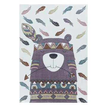 Funny Beer baby kinderkamer vloerkleed laagpolig rechthoek 120x170cm violet