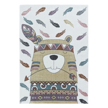 Funny Beer baby kinderkamer vloerkleed laagpolig rechthoek 120x170cm geel