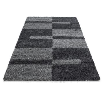 Gala Shaggy vloerkleed hoogpolig rechthoek 140x200cm grijs