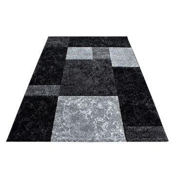 Hawaii Blokken vloerkleed laagpolig rechthoek 160x230cm zwart
